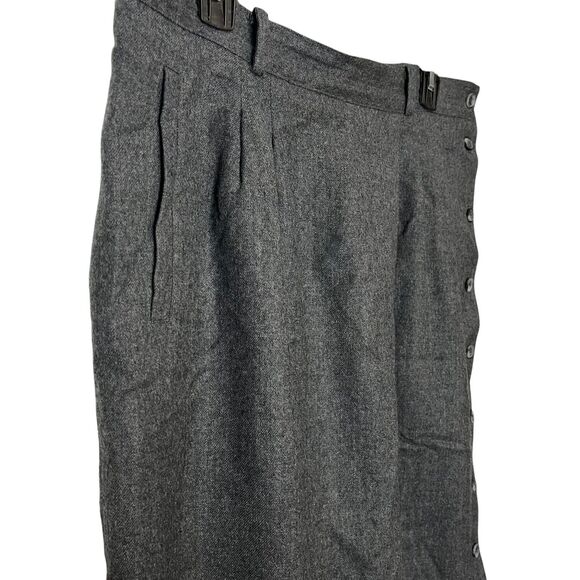 Liz Claiborne Pleated Midi Modest Vintage Gray Wool Skirt Pockets Old Money 16 - Picture 4 of 16